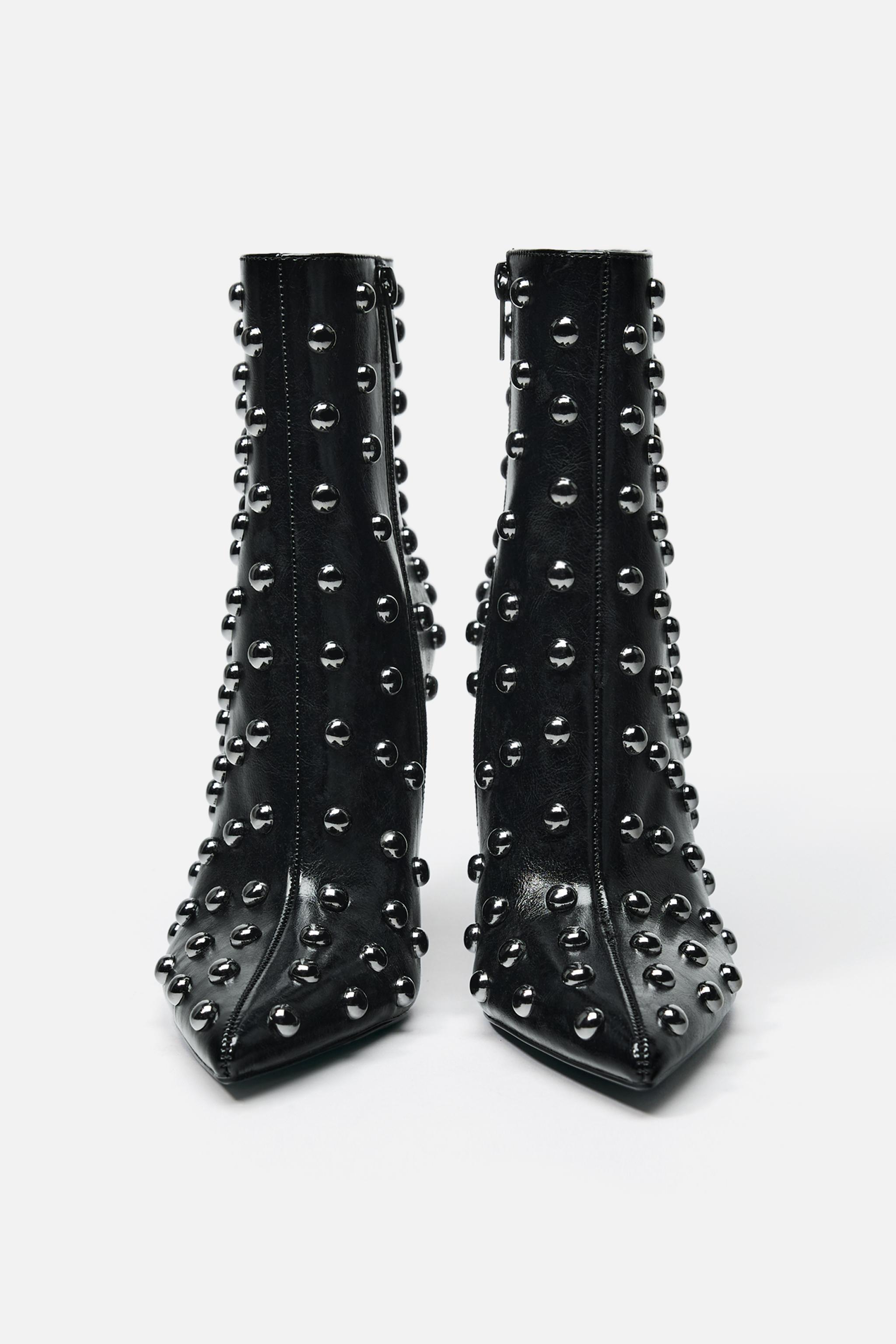 ZARA ステッチ入りブロックヒールブーツ 3036/510 ステッチ入りブロックヒールブーツ - ブラック | ZARA Japan / 日本