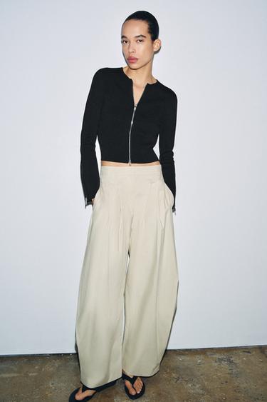 CHAQUETA PUNTO CREMALLERAS - Negro de Zara
