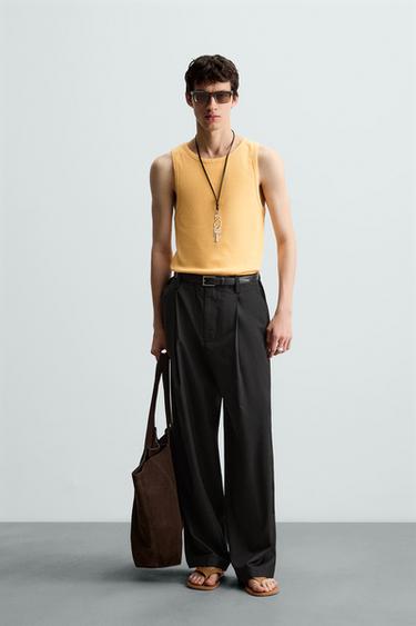 CAMISETA REGATA COM NERVURAS - Laranja da Zara - Imagem 0