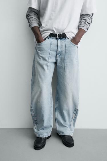 BALLOON FIT JEANS WITH ZIP - Blue / Green by Zara - Image 4