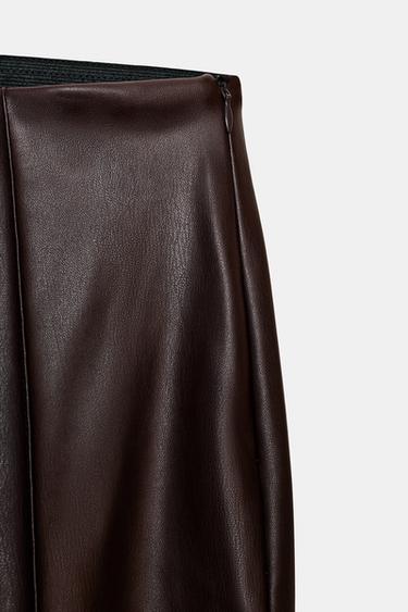 LEGGING LÉGÈREMENT ÉVASÉ MATIÈRE SYNTHÉTIQUE - Marron de Zara - Image 6