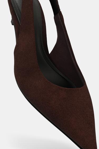 Escarpins Zara à Brides Noirs - Taille 38, Talon Aiguille Très Haut, Occasion Très Bon état