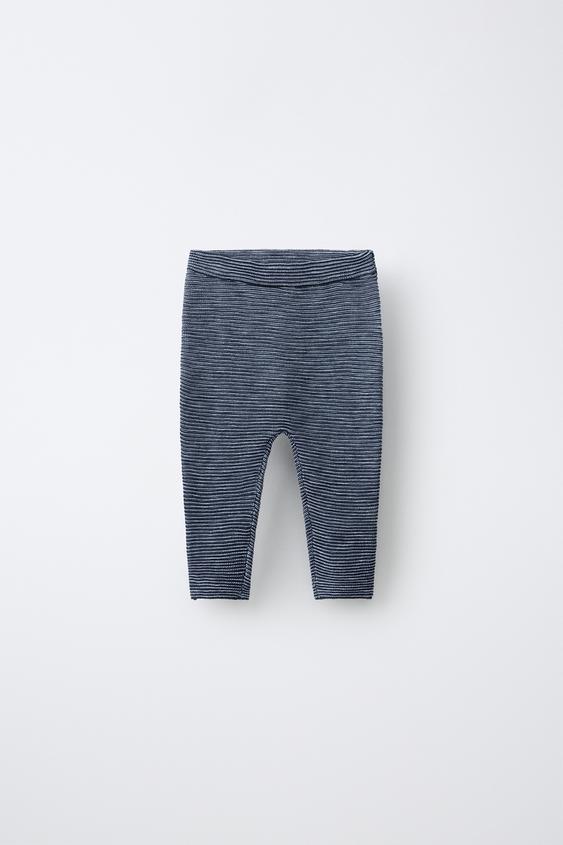 STRIPED KNIT TROUSERS - Mid-blue by Zara - Image 0