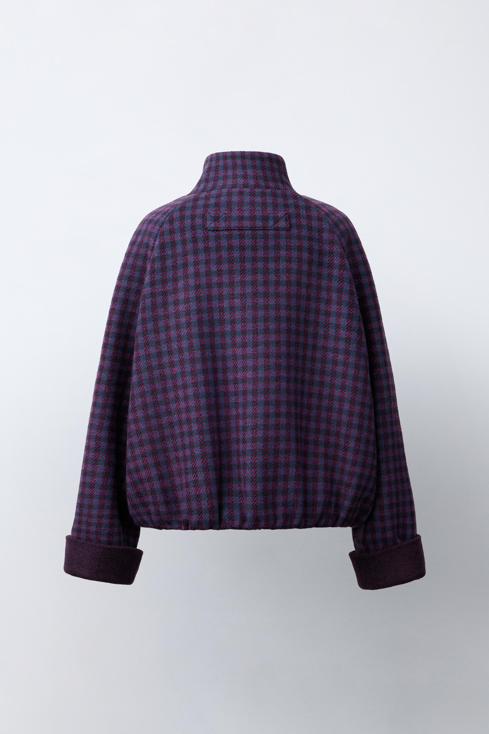 GINGHAM CHECK JACKET - Purple | ZARA United States