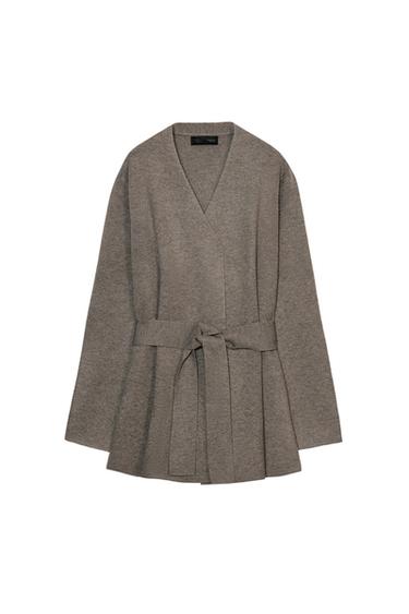 BELTED KNIT CARDIGAN - Mink by Zara