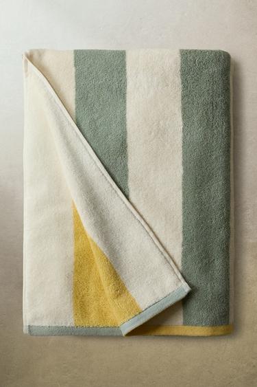 Zara REVERSIBLE STRIPED COTTON TOWEL - striped