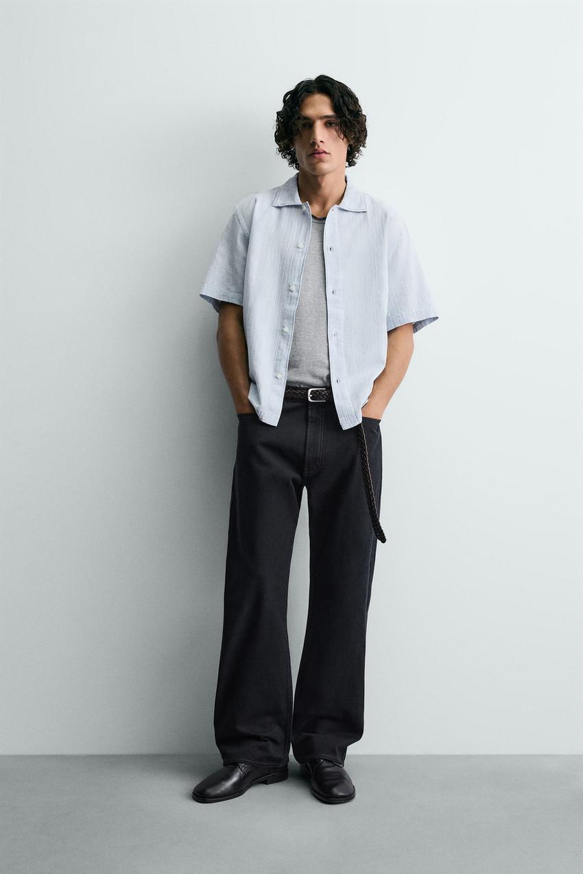 WASHED TEXTURED SHIRT - Light blue | ZARA United States