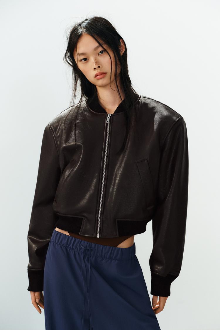 CHAQUETA BOMBER EFECTO PIEL