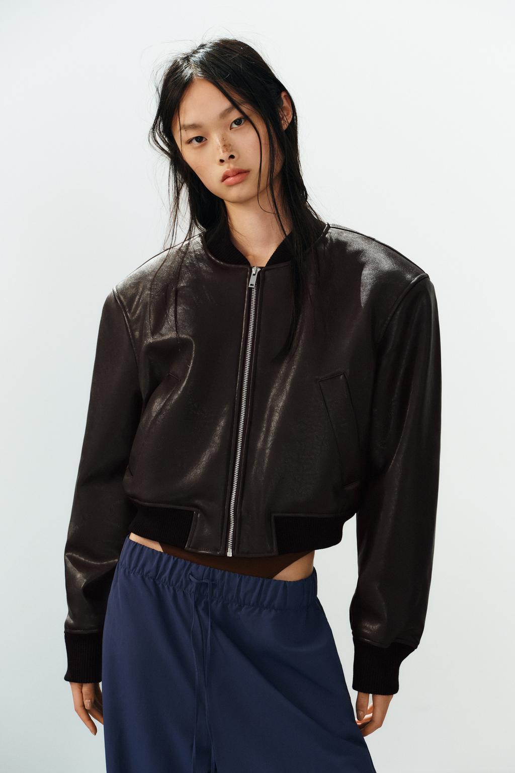 LEATHER-EFFECT BOMBER JACKET