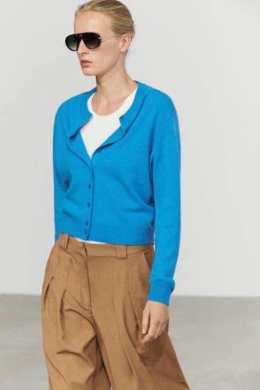 Knit cardigan with button detail — Turquoise 2