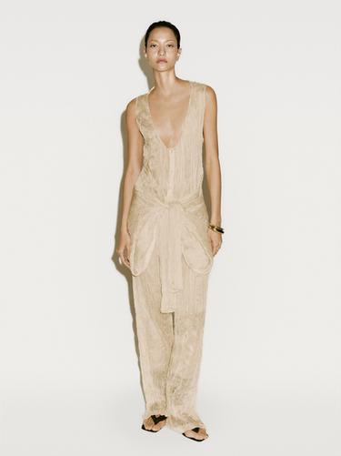 Zara Flowing shirt with pleated detail - Limited Edition - Biscuit