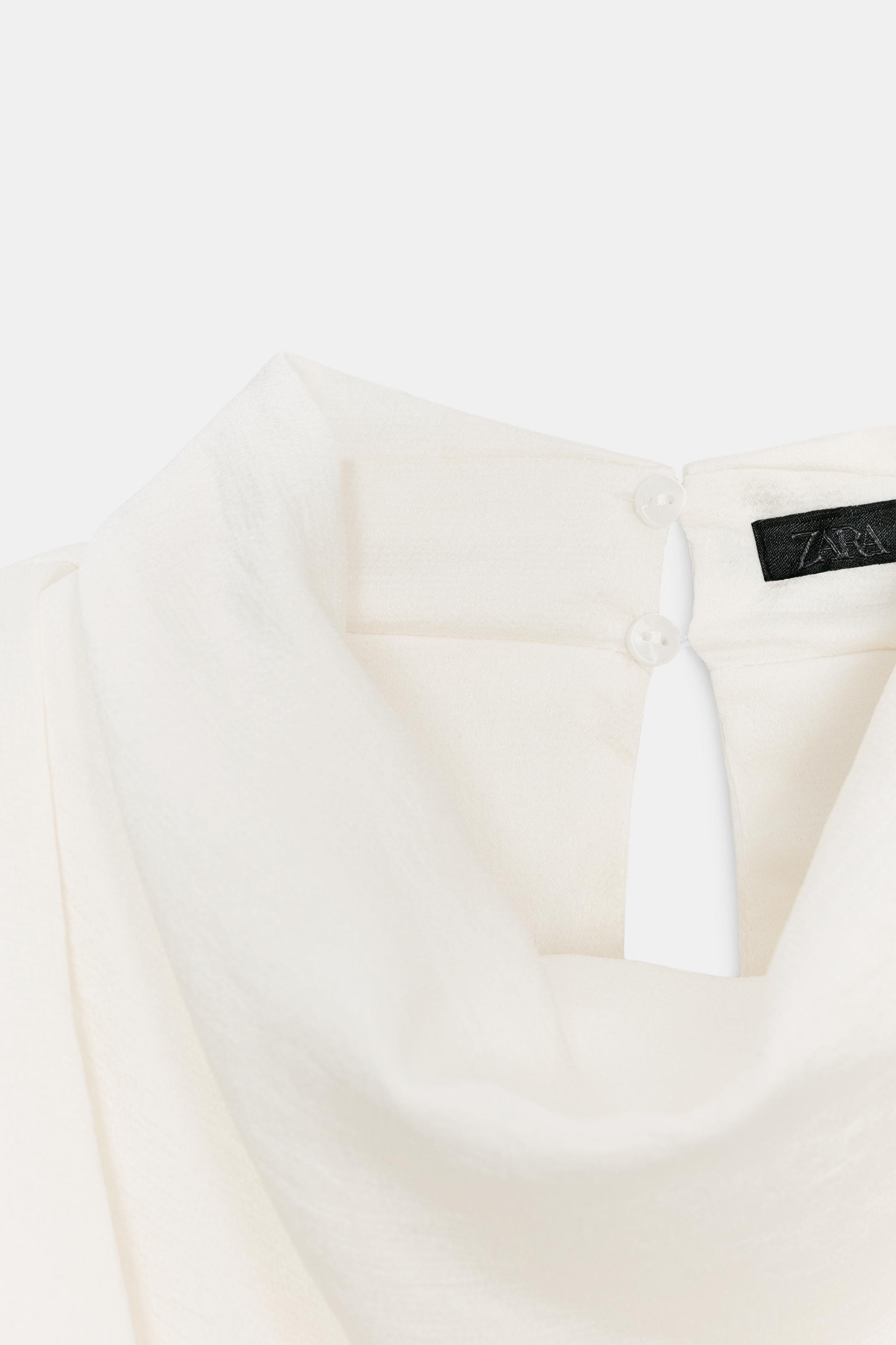 SATIN EFFECT SHOULDER PAD KNOT TOP