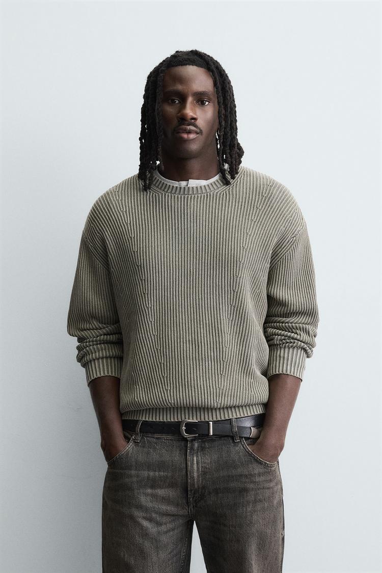 WASHED RIBBED SWEATER