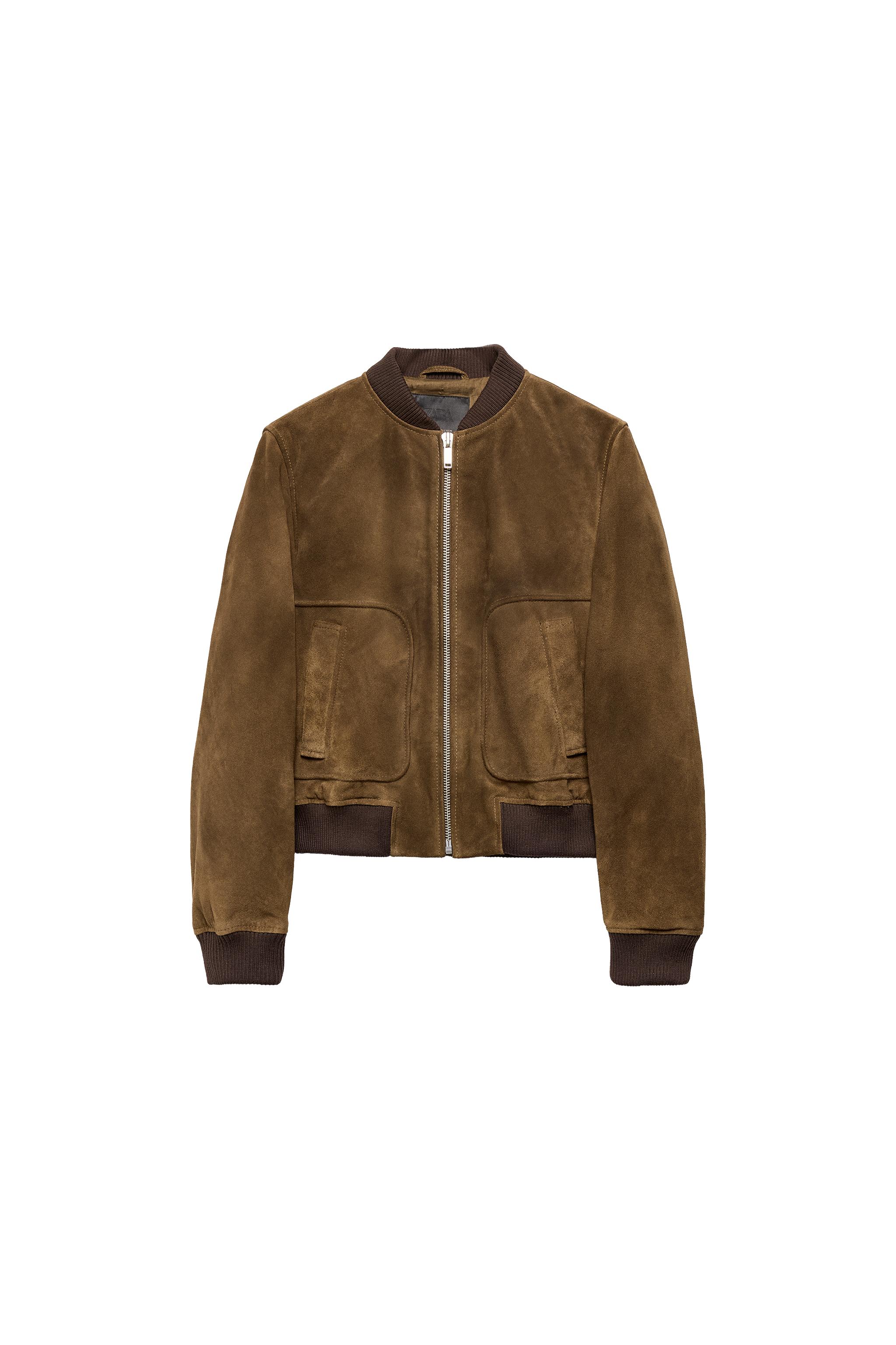 100% SUEDE BOMBER JACKET ZW COLLECTION LIMITED EDITION - Dark
