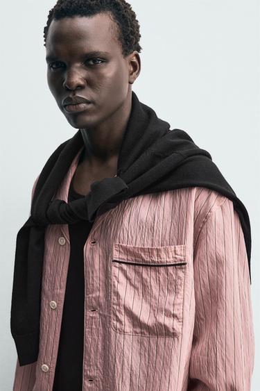 Zara FLOWY STRIPED SHIRT - Pink