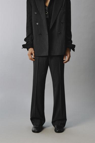 PINSTRIPED SUIT TROUSERS - Black by Zara