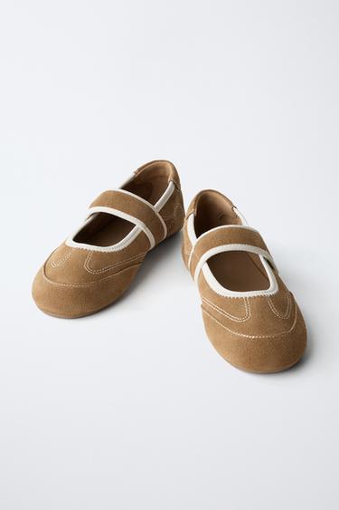SUEDE SPORTY BALLERINA - Brown by Zara - Image 2