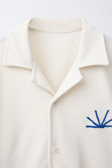 EMBROIDERED TERRY SHIRT - Beige by Zara - Image 2
