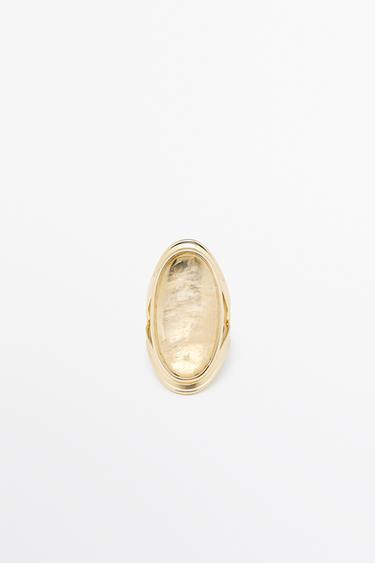 Bague ovale pierre de quartz - Doré de Zara - Image 0