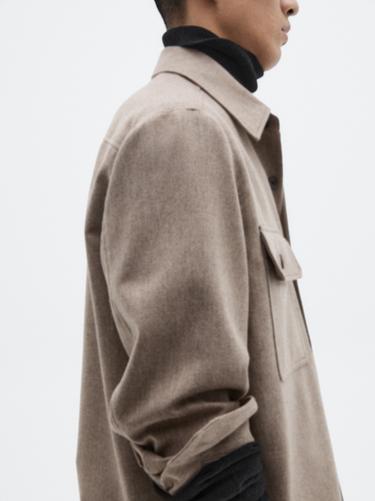 Zara Wool blend overshirt with pockets - LIMITED - Mink