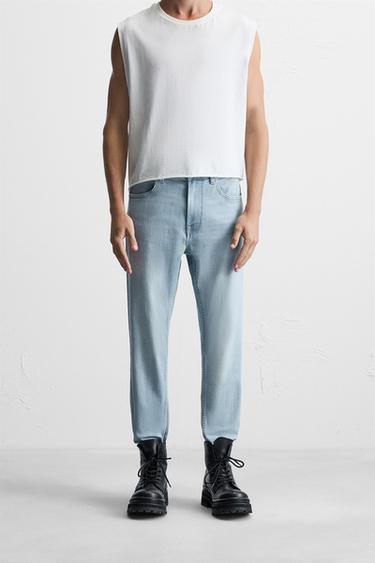 CROPPED SKINNY FIT JEANS - Light blue by Zara