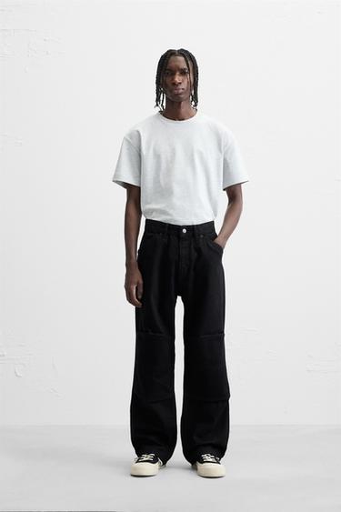 RELAXED FIT STITCHED JEANS - Black by Zara