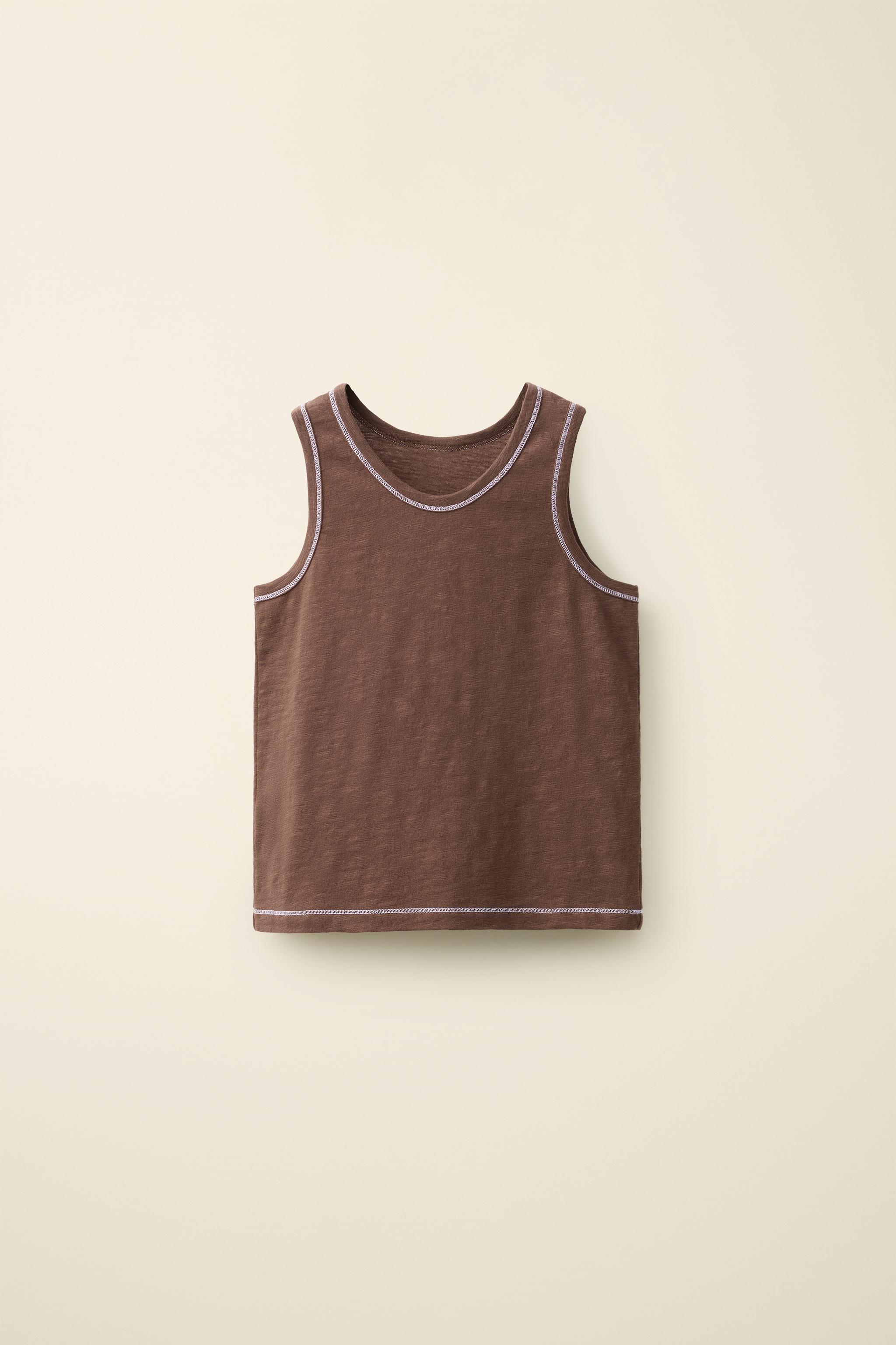 TOPSTITCHED T-SHIRT CREATED BY CARAMEL LONDON X ZARA — Brown