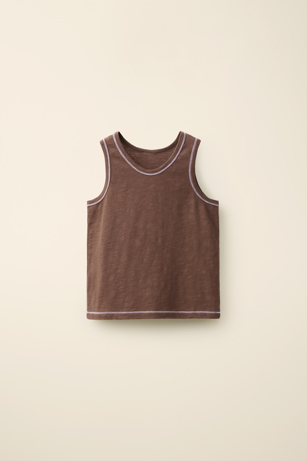 TOPSTITCHED T-SHIRT CREATED BY CARAMEL LONDON X ZARA — Brown