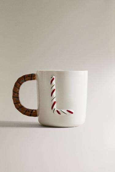 CHILDREN'S CHRISTMAS LETTER "L" STONEWARE MUG - Multicoloured by Zara