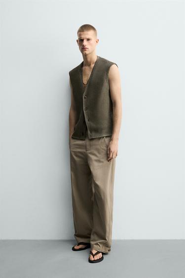 RELAXED FIT TEXTURED WAISTCOAT - ecru/khaki by Zara - Image 3