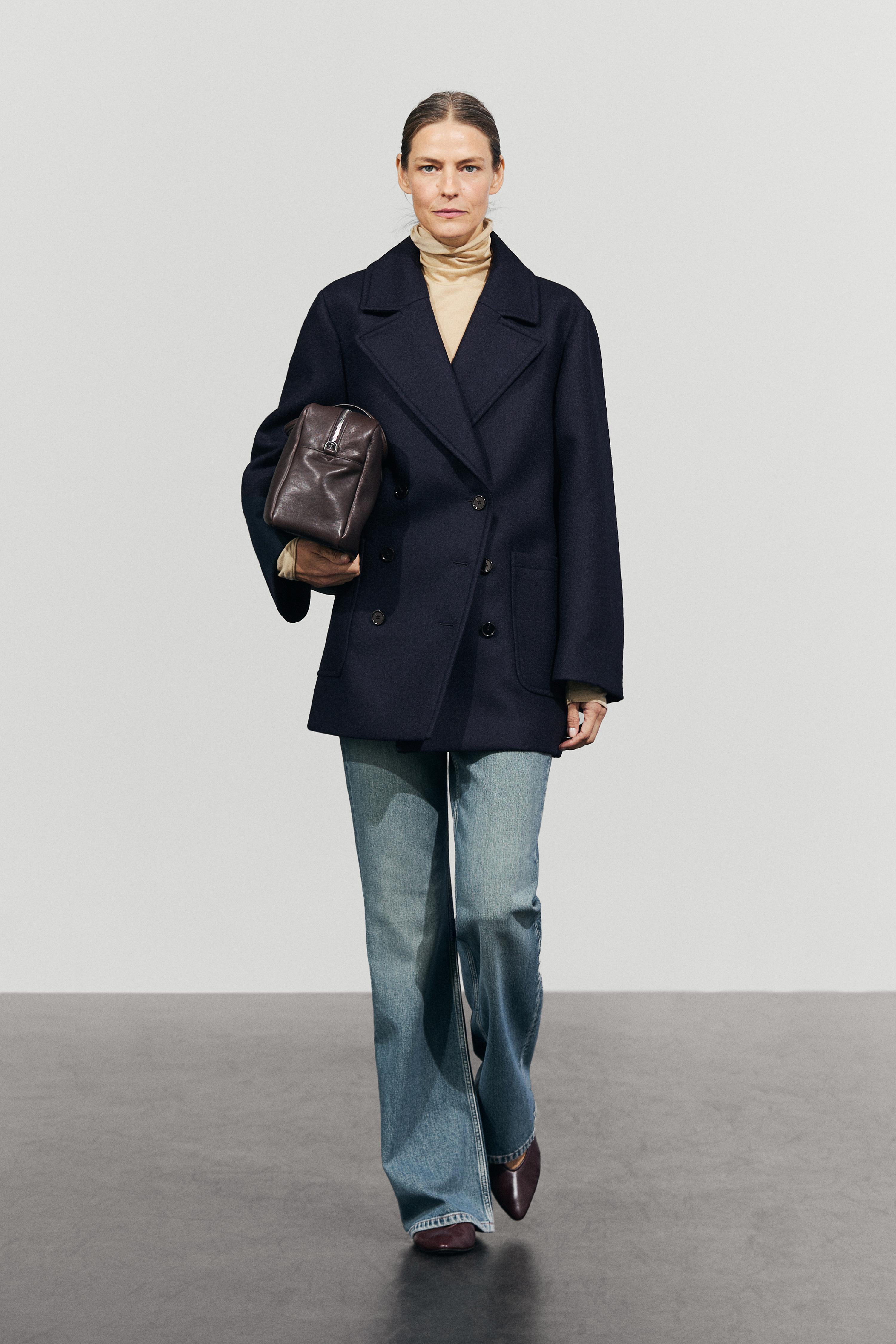 Medium double-breasted coat - Navy blue | ZARA United States