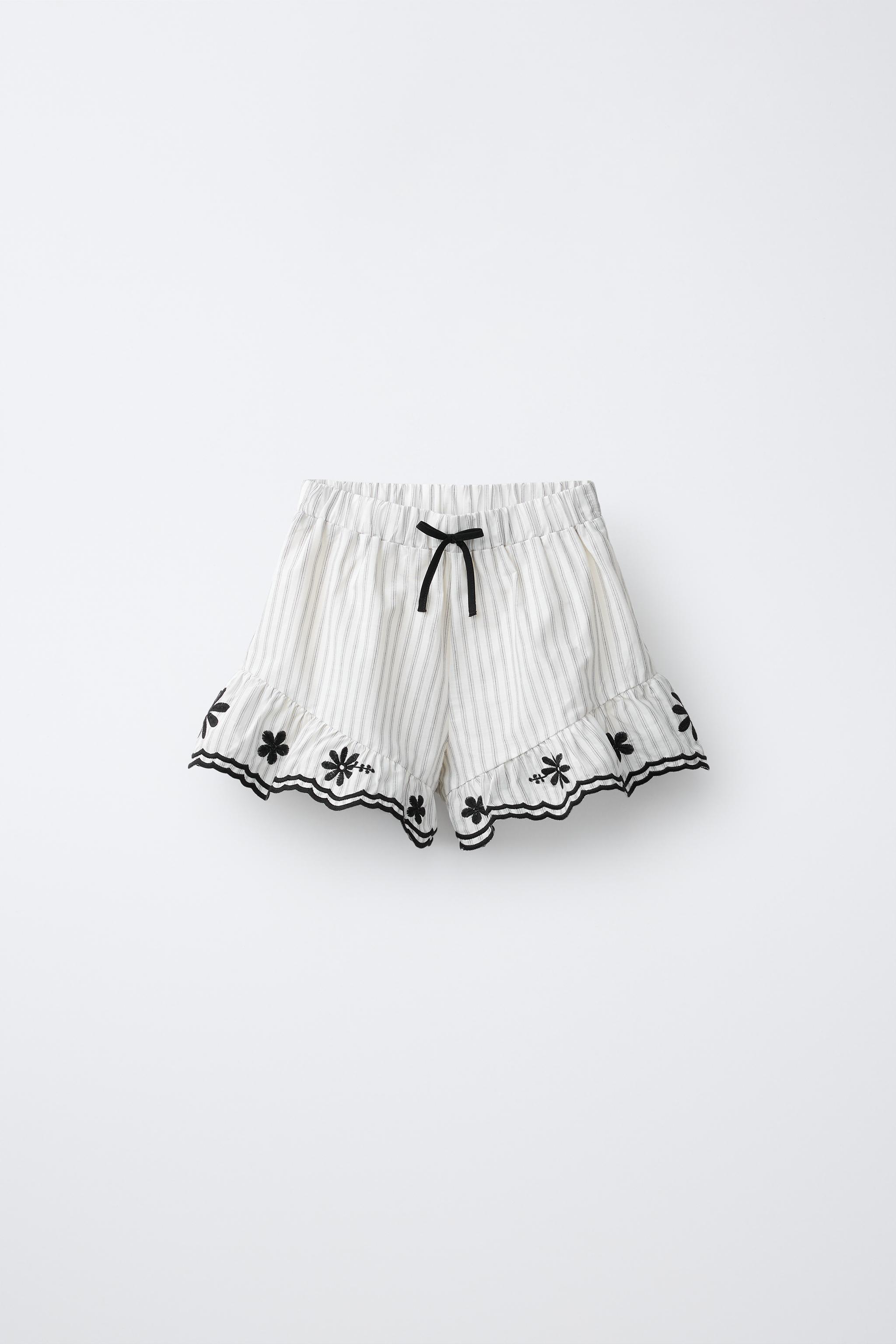 SHORT À RAYURES BRODÉES