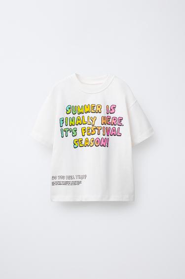 Zara NEON TEXT T-SHIRT - White