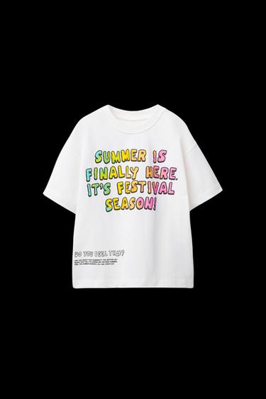 Zara NEON TEXT T-SHIRT - White - Image 0