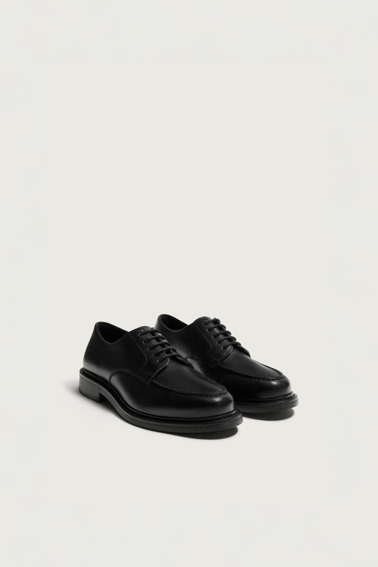 LEATHER DRESS SHOES — Black