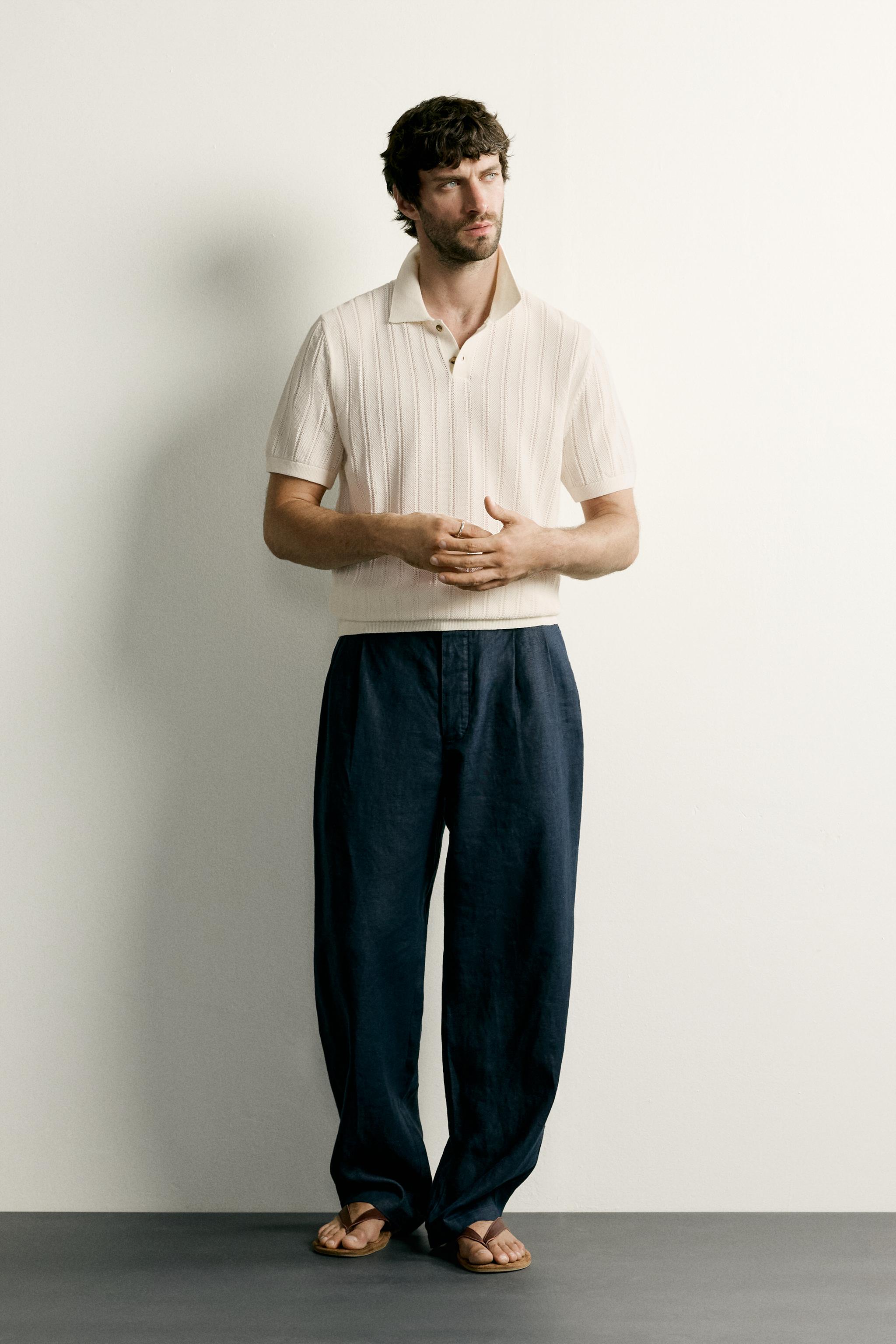 OPEN-KNIT TEXTURED POLO