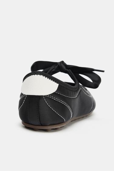 SPORTY TOPSTITCHED BALLET FLATS - Black by Zara - Image 3