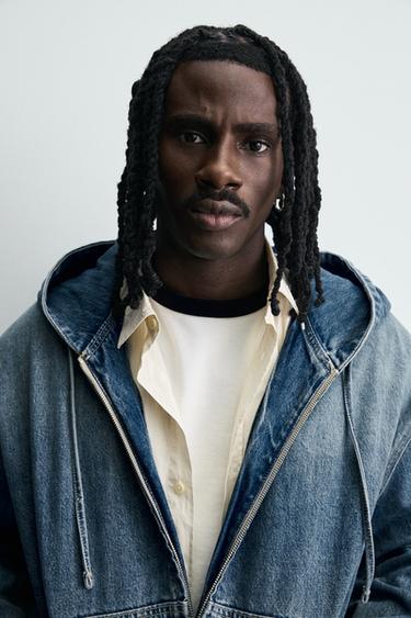 VESTE DÉLAVÉE À CAPUCHE - Bleu moyen de Zara - Image 4