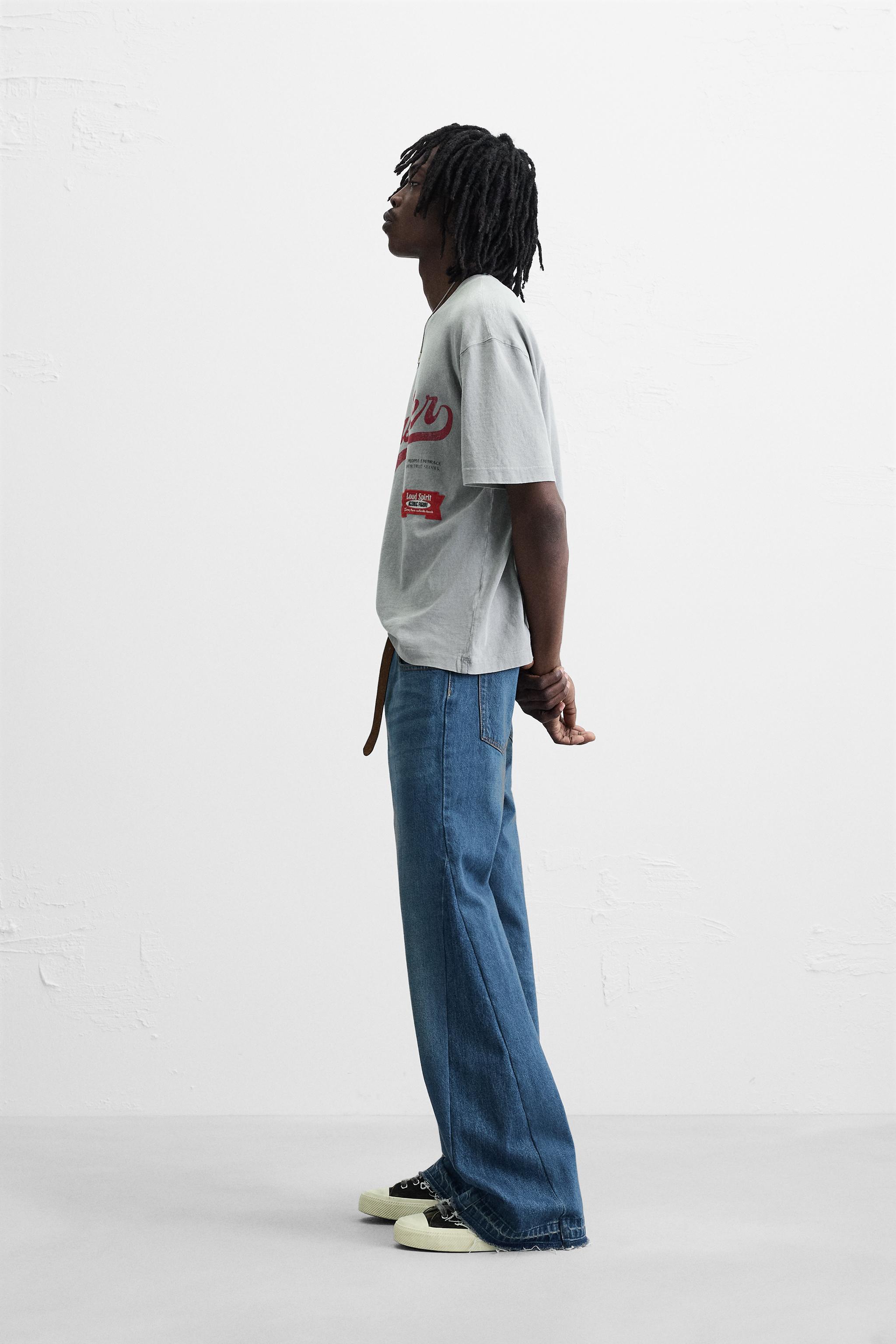 【ZARA】ウォッシュ加工刺繍入りTシャツ 6224/444/809 ウォッシュ加工刺繍入りTシャツ - ミディアムグレー | ZARA