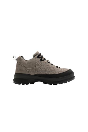 ZAPATILLA BOTÍN PIEL - Gris Topo de Zara