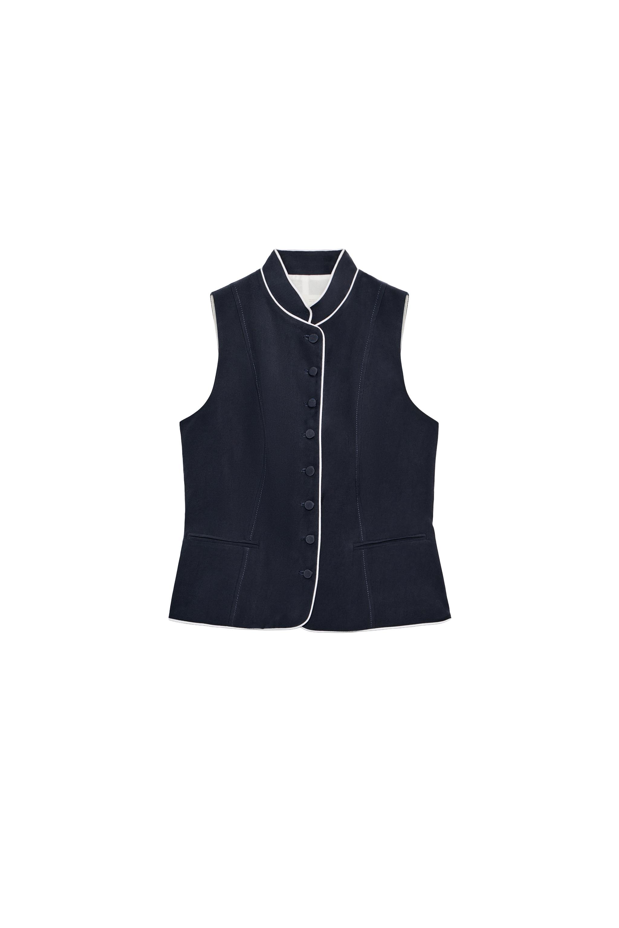 CONTRAST PIPING VEST