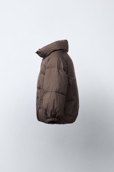 CHECK PUFFER JACKET - Brown by Zara - Image 2