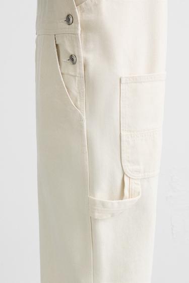 SALOPETTE EN DENIM POCHE DE CHARPENTIER - Écru de Zara - Image 6