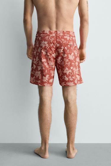 MAILLOT DE BAIN LONG À IMPRIMÉ FLORAL - Rouge clair de Zara - Image 3