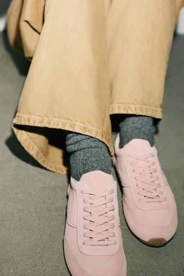 CONTRAST LEATHER TRAINERS - Pink by Zara - Image 4