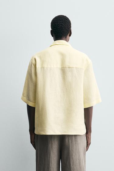 CHEMISE POLO 100 % LIN - Moutarde de Zara - Image 2