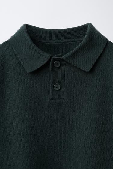 POLO BASIQUE EN MAILLE - Vert gris de Zara - Image 2