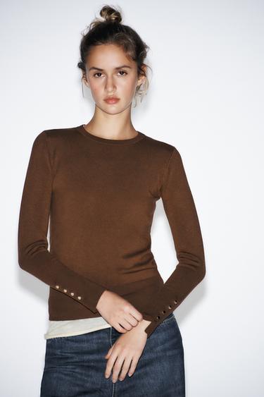 BASIC-STRICKPULLOVER, EINFACH - Braun von Zara