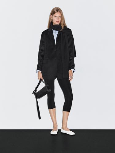 Zara Wool blend blazer with scarf - Black - Image 0