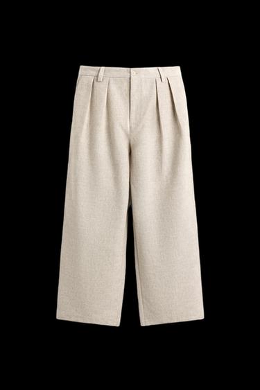 PANTALÓN RELAXED FIT PLIEGUES - Beige claro de Zara